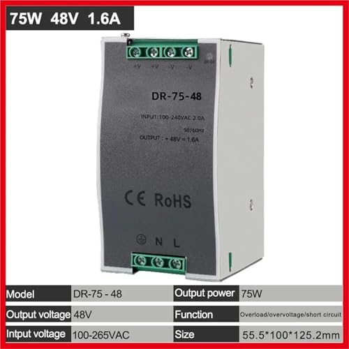 Transformateur rail DIN 48V DC tension ajustable DR-75W pour tableau compact - 2