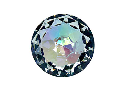 Tripact 100mm Light Translucent Rainbow Crystal Diamond Jewel Glass Paperweight 3.93 Inch