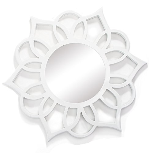 Patton Wall Decor White Round Ornate Accent Wall Mirror