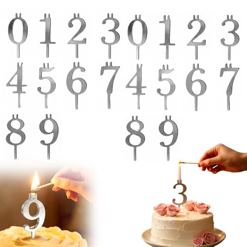 Number Candle Holder Set,Creative Number Candles for Birthday Cakes,Reusable Birthday Digital Cake Candle Holder,Number 0 1 2 3 4 5 6 7 8 9 Topper Decorations for Party,Events Celebrations (2 Set)