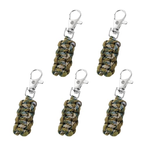 Image of YELARXI Paracord Zipper Pull Polyester Zipper Pulls Replacement Woven Rope with Metal Clasp, 80 mm Length Fit for Backpacks Clothing Luggage Accessories - Cylinder (5 Pack, Olive Green)