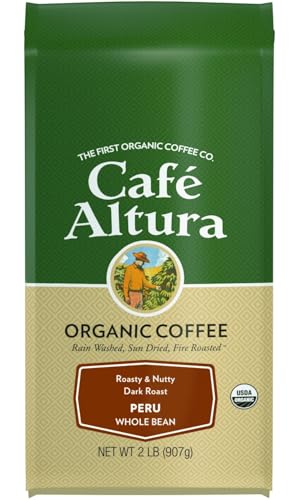 Cafe Altura Whole Bean Organic Coffee, Peruvian Dark Roast, 2 lb Bag