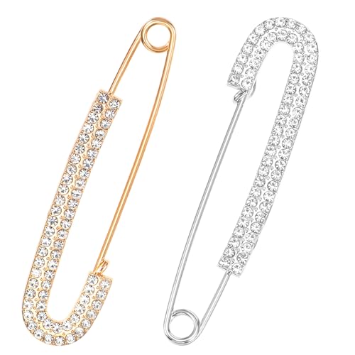 2PCS Vintage Large Faux Crystal Metal Elegant Shawl Clips Rhinestone