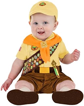 Disney Pixar Russell UP Infant Costume with Hat Sash and Scarf | Adventurous Baby Explorer Dress Up Outfit