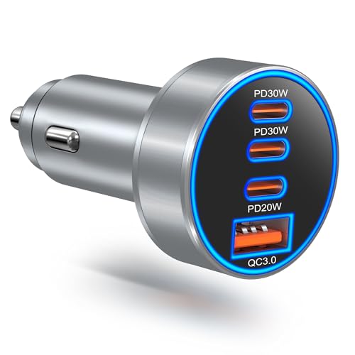 Bangfun USB C �J�[�`���[�W���[ 98W �������[�d �V�K���b�g���C�^�[�A�_�v�^�[ �}���`�|�[�g 12V-24V USB �g�ѓd�b �ԍڏ[�d�� �v���O iPhone 17 17e 16 15 14 13 12 Pro Max Pad Galax