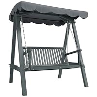 Outsunny 2 Seater Garden Swing Seat with Canopy Side Tray Outdoor Grey