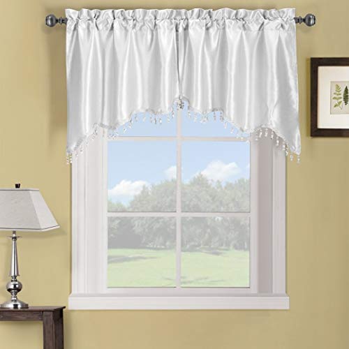 Elegance Solid Rod Pocket Window Treatment- Panels, Valances and Scarves to Enhance Your Home dÃ©cor. 70X17 in Each Swag Valance , White