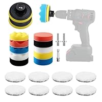 23-tlg. Auto Politur Set mit 80mm Pads – inkl. Polieraufsatz Akkuschrauber, Bohrmaschinenadapter & Klettsystem – perfektes Scheinwerfer Polierset für jede Poliermaschine Auto.