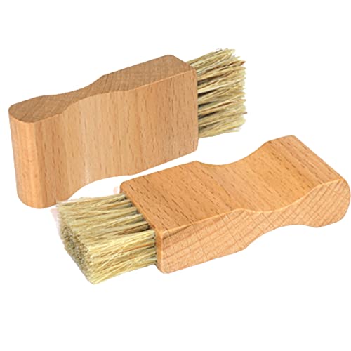 2 Pcs Shoe Polish Applicator Brushes Small Shoe Cleaning Brushes Wooden Handle Shine Shoes Brushes