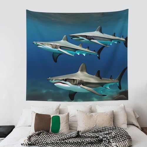 Tapisserie murale requins marteaux pour masquer un mur vide de dortoir - 4