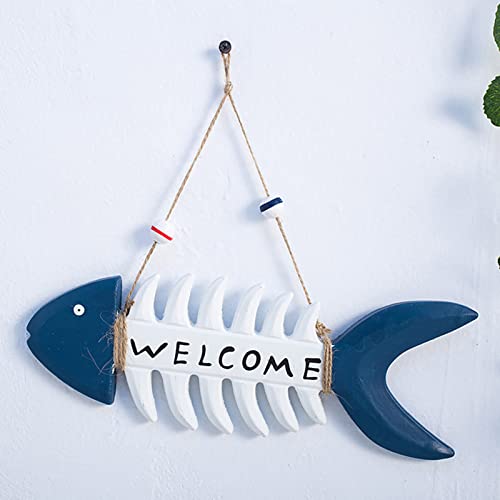 Hanging Ornament Eye-Catching Sturdy Construction Wood Decorative Fish Bone Welcome Sign Party Prop For Home Wooden Sign #TOP3