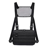 TRIWONDER チェストバッグ 多機能 戦術チェストバッグ ヒップホップ ファッション チェストリグバッグ サバイバルゲーム クライミング ボディバッグ メンズバッグ レディース タクティカルベスト ウエストポーチ (ブラック)