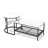 Photo Gallery set di 2 tavolini da soggiorno, comodino, tavolino da salotto, tavolino mobile, effetto marmo con struttura in metallo e mensola, tavolino da salotto per soggiorno, camera da letto, ufficio (nero) Photo Gallery set di 2 tavolini da soggiorno, comodino, tavolino da salotto, tavolino mobile, effetto marmo con struttura in metallo e mensola, tavolino da salotto per soggiorno, camera da letto, ufficio (nero)