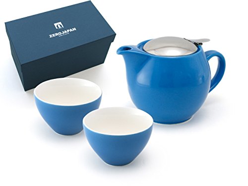 ZEROJAPAN Gift Set for 3 Universal Teapots & 2 Wide Teacups Turquoise ZG-001 TR
