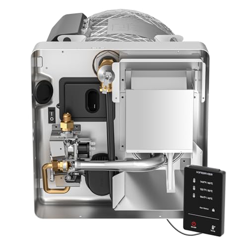 KINGRVER 6 Gallon RV Water Heater Propane Tank Heater with Remote Controller Porcelain-Lined Steel Tank DSI Ignition Stable Temperature Control Fits Most 46 Gal RV & Camper Openings