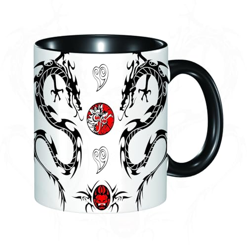 HRRASFAZF Tasse à Café | Tasse Céramique Fine | Cadeau Original | 330ml | Mug avec Anse | Cadeau Original pour Homme et Femme | Dragon japonais, créatures indigènes asiatiques de style T