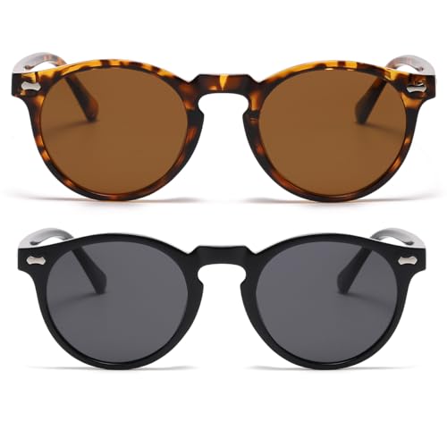 Image of JOVAKIT Vintage Kids Polarized Sunglasses for Girls Boys Age 2-9, Round Sun Glasses for Children UV400 Protection