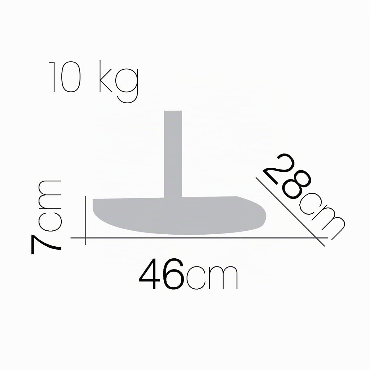 Demi-Pied de Parasol, Base de Parasol pour Balcon en Ciment Coloris Gris - Longueur 46 x Profondeur 28 x Hauteur 7 cm