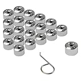 Nihfien 20Pcs 17mm Car Wheel Lug Nut Covers, Dustproof Auto Tire Bolt Protection Caps, Removal Tool Dismantle Replacement 1K0 601 173 for Jetta Beetle Passat GTI CC（Electroplating Silver）