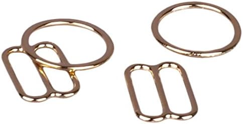 Porcelynne Premium Quality Gold Metal Alloy Replacement Bra Strap Slide and Ring Set - 1/2 (13mm) Opening - (2 Rings - 2 Slides)
