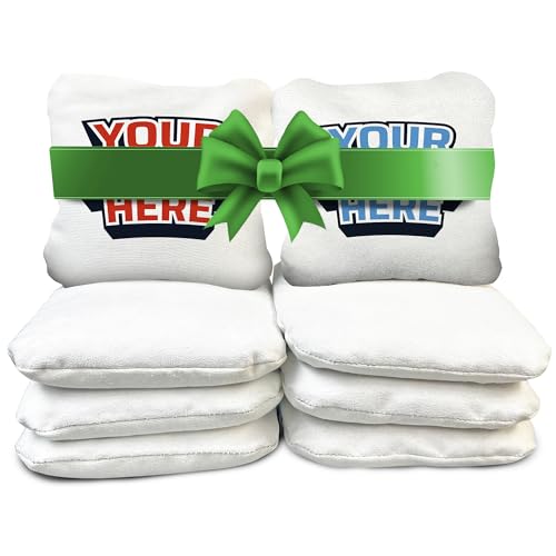 Cornhole365 Stick & Slide Custom Cornhole Bags - Personalized Dye-Sub Duck Canvas, Pellets Resin Filling, Double-Stitched, Durable & Weather-Resistant - For Beginner to Pro Cornhole Players - Set of 8