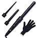 3 in 1 Curling Iron Set with 3 Interchangeable Curling Wand Ceramic Barrels and a Heat Resistant Glove – Black