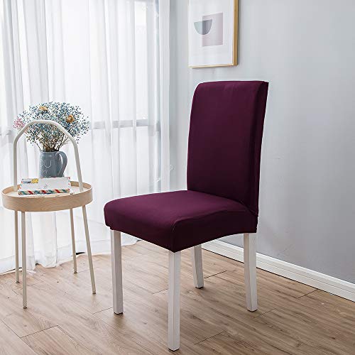 Morbuy Housse de Chaise de Salle à Manger Couleur Unie Couverture de Chaise Lavable de Housse de Chaise Extensible Décoration Para Mariage,Hôtel,Restaurant (Couleur Prune,1 pièce)