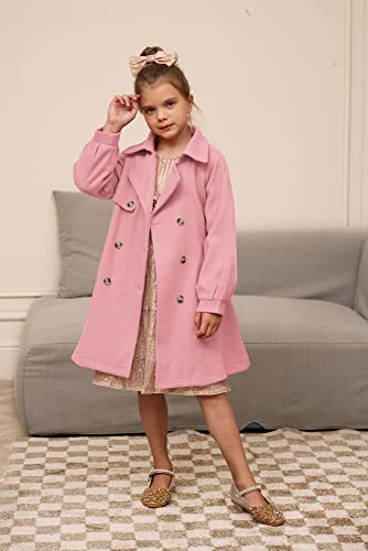 Image of GRACE KARIN Girls Dress Coat Lapel Wool Blend Long Winter Jackets with Pockets Belt 6-16Y