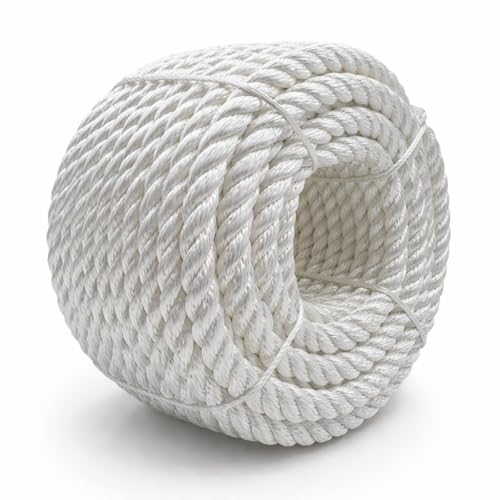 Heavy Duty PP/Polyester/Nylon Rope Weather-Resistant & Waterproof Rope for Pool Marine Camping Household Use Construction & Rigging Applications (White 1/2in X 98FT)