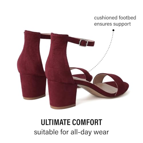 Image of J. Adams Daisy Heeled Sandals - Ankle Strap Low Block, Open Toe Dress Pumps, Chunky Heels - Dressy Shoes for Women - Bridal, Wedding, Summer Sandals