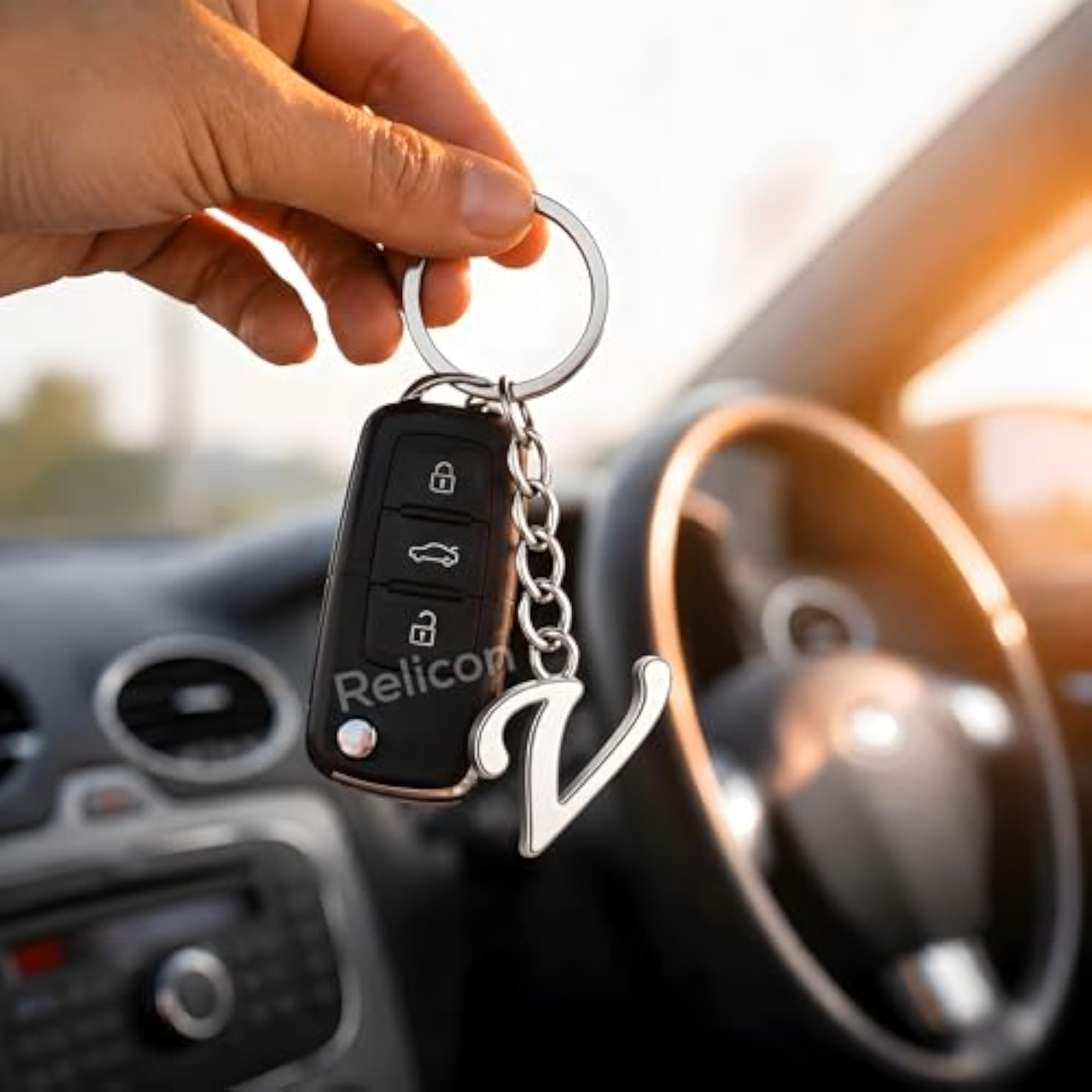 Alphabet Keychain - Letter V Metal Initial Key Chain