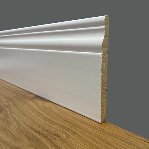 Battiscopa Slim Laccato Bianco In Legno Massello Ducale 120X10 (Prezzo Al Ml)