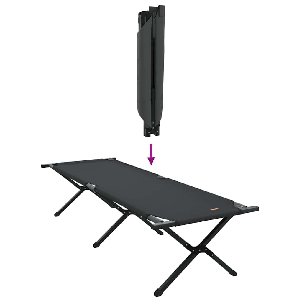 INLIFE Klapp Schlafbett fürs Camping Schwarz Ox Stoff,Sportartikel,Outdoor-Aktivitäten,Camping & Wandern,Camping-Möbel,Feldbetten,Schwarz,7.53 KG,42003175