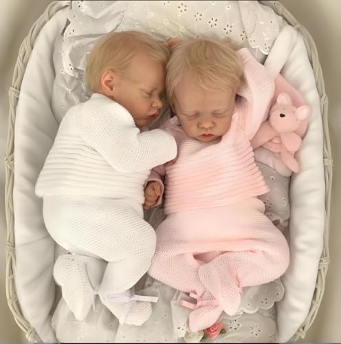 RXDOLL Bambole Reborn Twins Boy and Girl 45,7 cm Realistiche
