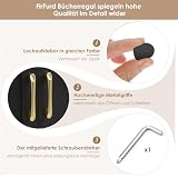 FirFurd Regał na książki z drzwiami, regał na książki z 15 półkami, szafka z witryną z drewna, wysoka szafka, wielofunkcyjna, duża, do salonu, gabinetu, kuchni, 209 x 150 x 23,7 cm, czarny