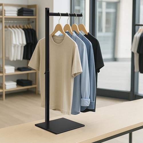 koretech Standing Clothes Rack, 21\" - 36\" Height Adjustable Clothes Hanger Rack Stand, Metal Clothes Rack, Clothing Display Rack, Garment Display Stand for Thrift Shops and Retail Store, Black, 2Pack
