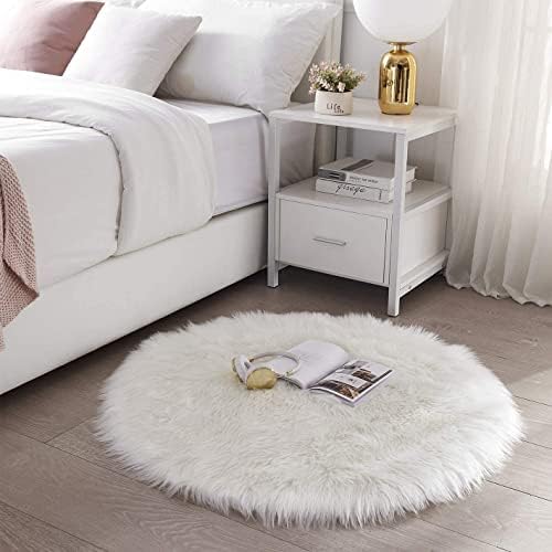 SXYHKJ Faux Sheepskin Rugs , Soft Fluffy Faux Chair Cover Hairy Washable Carpet Non Slip Mats for Chair Bed Sofa Floor with Extra Long Wool (White, 60*90)