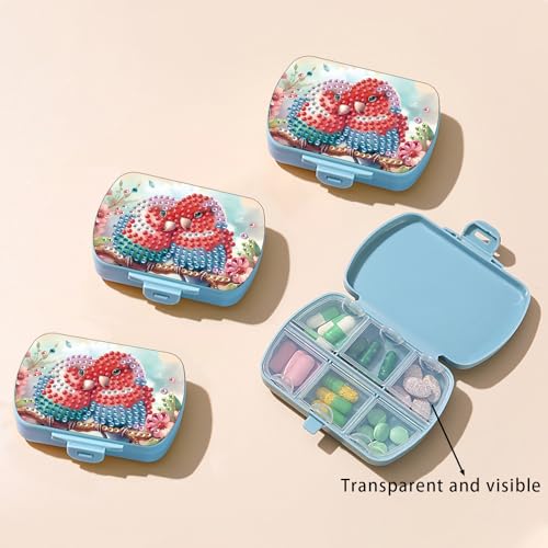 Image of ARTopet Diamond Art Painting Mini Storage Box with 6-Grid Creative Design Compact Portable Small Case for Purse Travel Daily (Love Birds)
