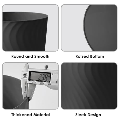 YGJT Small Trash Can, 3 Pack 1.8 Gallons Bathroom Trash Can Waste Basket, Round Garbage Can, Plastic Trash Bin for Kitchen, Dorm, Bedroom, Office, Living Room, Study, Compact Spaces(White Black Grey) by YGJT - Image 5