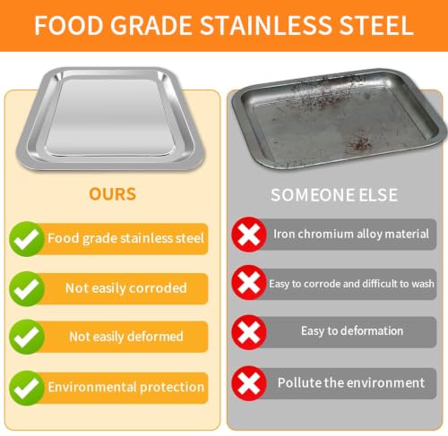 Image of 2 PCS Air Fryer Grill Pan for Emeril Lagasse Dual Zone 360 Air Fryer Oven 25 QT Extra Large, 11.5''x6.7'' Steel Air Fryer Tray Accessories Grill Plate Crisper Plate Drip Pan Replacement Parts