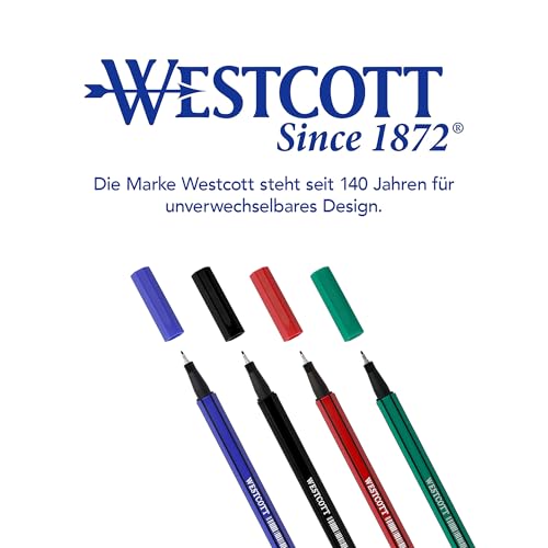 Westcott STORYLINER Fineliner Mix 10 Stück | Premium Fineliner mit 0,4mm Strichstärke | Präzise Strichführung, metalleingefasste Spitze, schnelltrocknende Tinte auf Wasserbasis | E-744256 00