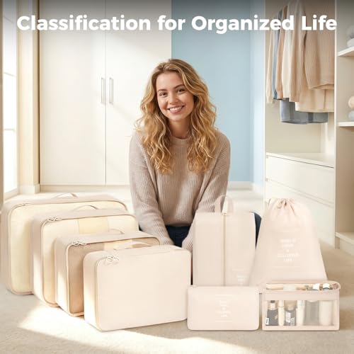 BAGAIL 8-teiliges Packwürfel-Set, Reiseorganizer mit atmungsaktivem Netz & Schuhbeutel, leichte Nylon Packorganizer für Koffer… – Ansicht 2