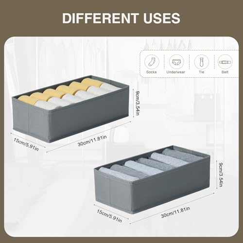 DIMJ Schubladen Organizer Schrank Organizer - 8er Set Unterwäsche Organizer, 30 x 15 x 9 cm Ordnungssystem für Pax Organizer, Kinderkleidung, Socken, Wickelutensilien, Hellgrau
