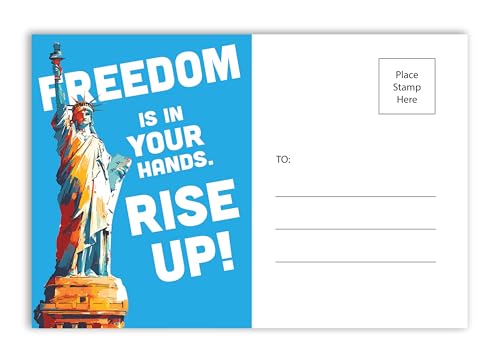 Guajolote Prints Statue of Liberty Freedom Political Activism Protest Postcards, Mail to Congress & Senate, Voter Action – 4x6 in, 24 Ct