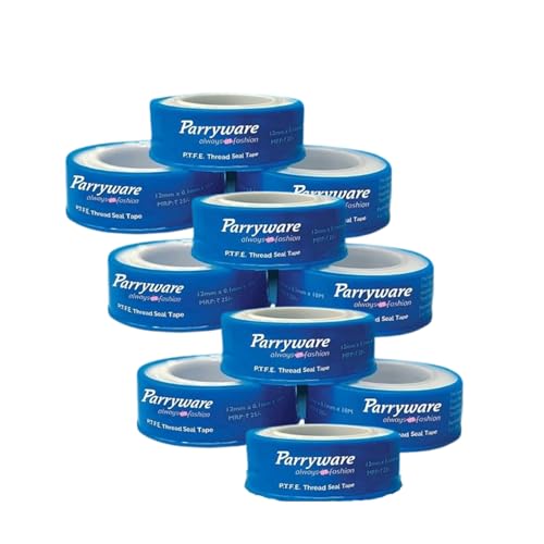 Image of Parryware PTFE Thread Seal Tape 10 M | Leak Proof & Water Proof Plumbing Perfection | (Size 12 mm x 0.1 mm x 10 mtr) | Professional high Grade Teflon Tape (Pack of 100)