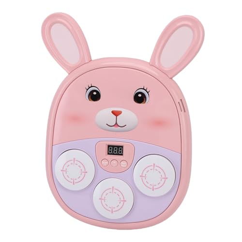 Drfeify - Drfeify Machine à Boxe Musicale pour Les Enfants, Entraîneur de Poinçonnage en Forme de Lapin avec des Lumières LED et des Effets Sonores, Un Jouet d'exercice Interactif pour Les 3 à 8 Ans, (Rose)