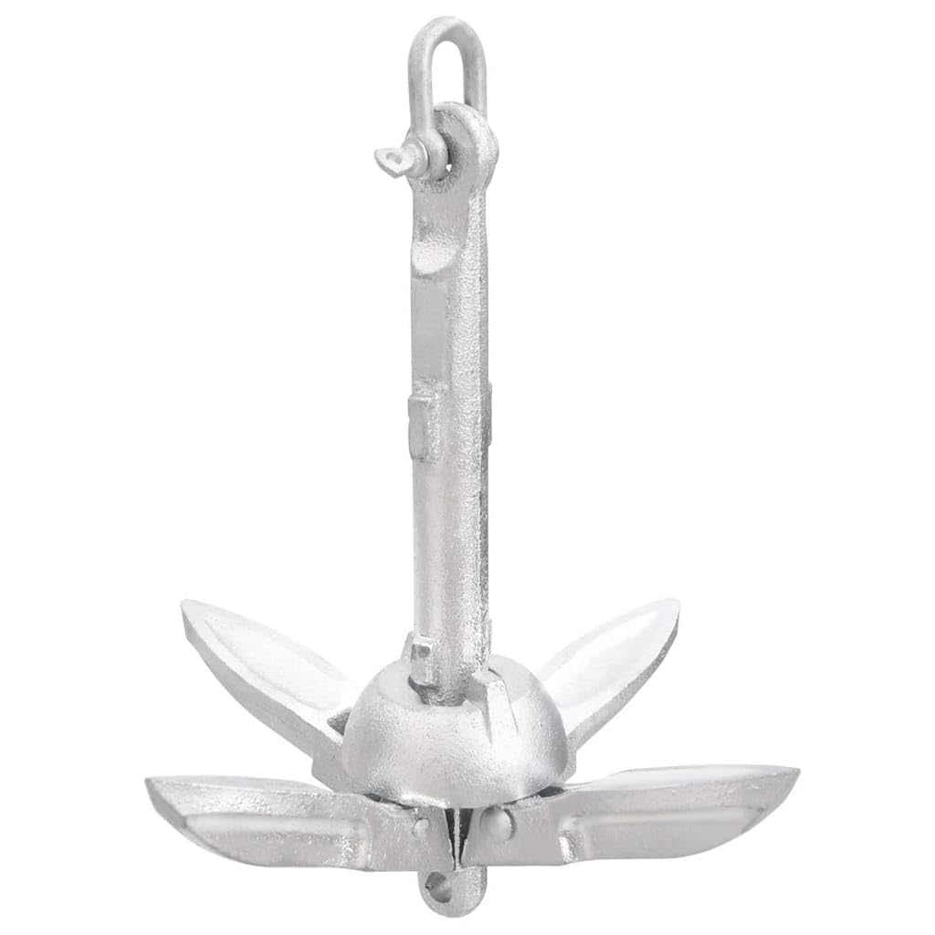 Ancre pliante argentée 0,7 kg en fonte galvanisée à chaud avec fermeture rapide pour bateaux, kayaks, canoës, planches à pagaie, portable, polyvalent, durable, sûr, adapté pour les navires