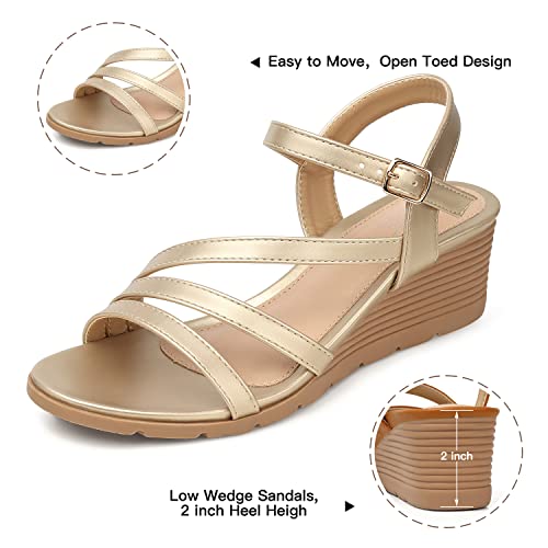 Image of SHIBEVER Wedge Sandals for Women Dressy: Comfortable Low Heel Sandal | Open Toe Ankle Strap Strappy Womens Shoes with Cushioned Casual Walking for Wedding Work Office Travel in Summer
