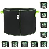 Auroal 10-Pack 10 Gallon Plant Grow Bags, Round Plant Grow Bags, onwoven Fabric Pots with Handles, B