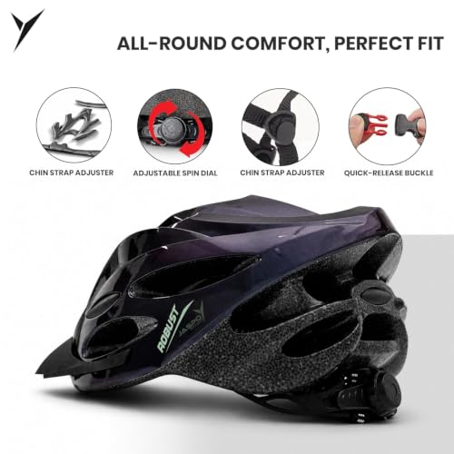 Image of Jaspo Robust Plus Cycling and Skating Helmet for Kids & Adults | 170g Lightweight & Adjustable |Sports Helmet | Quick-Release Buckle & Padded Chin Strap | Ideal for Cycling, Skating & Outdoor Use